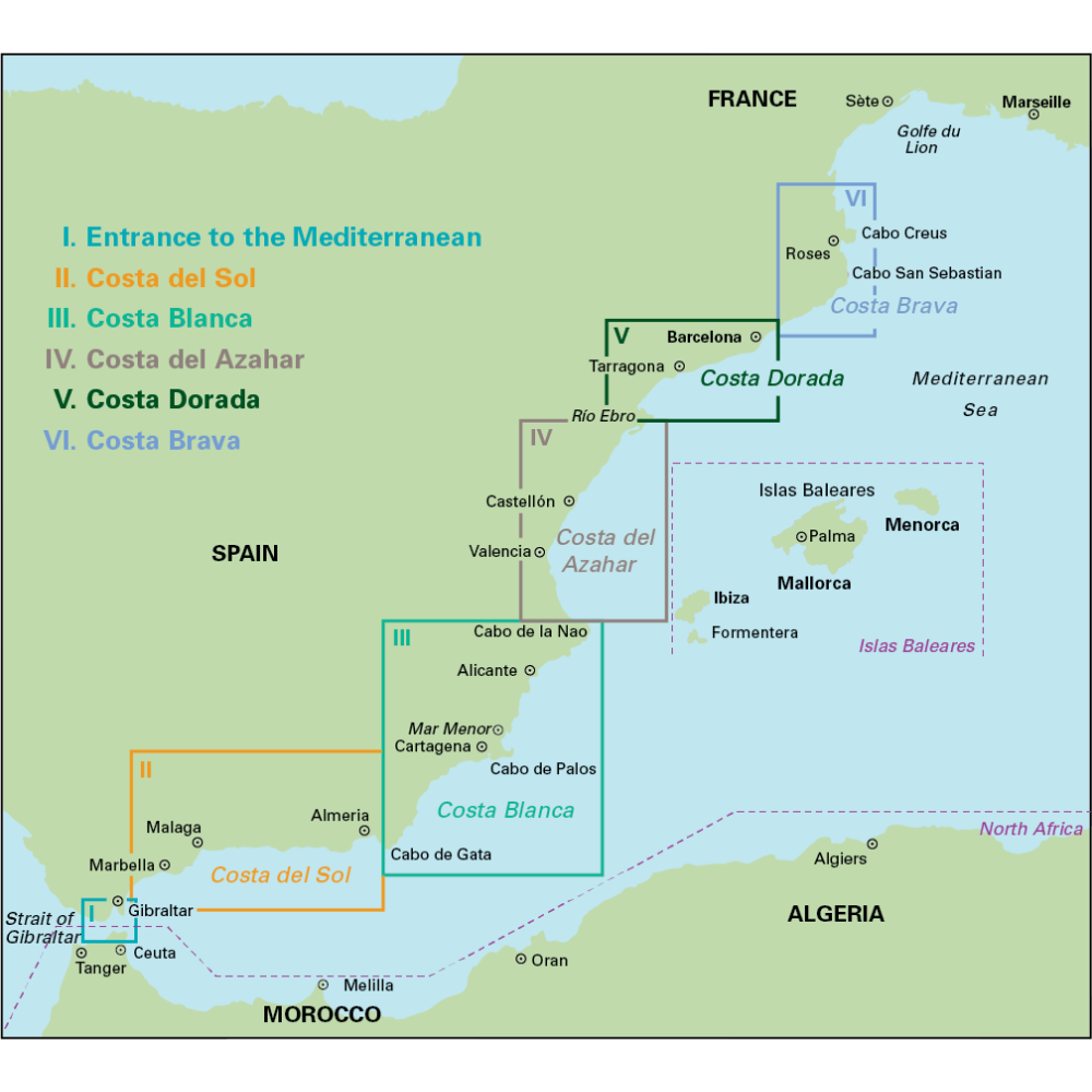 Mediterranean Spain Gibraltar to the French border
